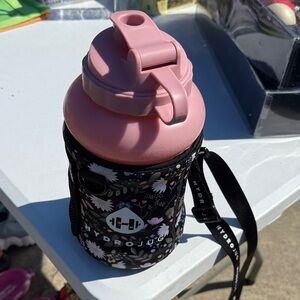 HydroJug Pink Bottle with Black Floral Sleeve